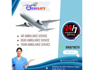 Choose ICU Support Air Ambulance Service from Patna to Delhi by Medilift with Emergency Advanced Tools