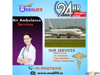 Medilift Air Ambulance in Siliguri with Expert Medical Team and Equipments