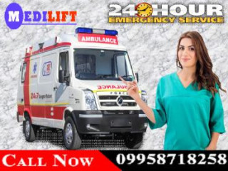 Medilift Road Ambulance Service in Sri Krishna Puri with Hi-tech Life Saving Machinery