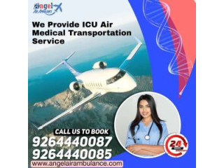 Avail Angel  Air Ambulance Service in Bagdogra With Top Quality Cardiac Monitor Setup