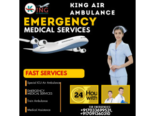 Use Hi-Tech Medical Support Air Ambulance Services in Dibrugarh by King with a 100% Satisfaction Guarantee